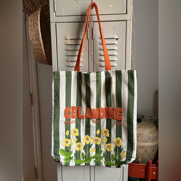 Printed Beaded Canvas Tote Bag (See photos/Description) - Picture 6 of 16